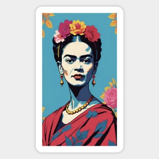 Frida's Colorful Essence: Vibrant Portrait Magnet